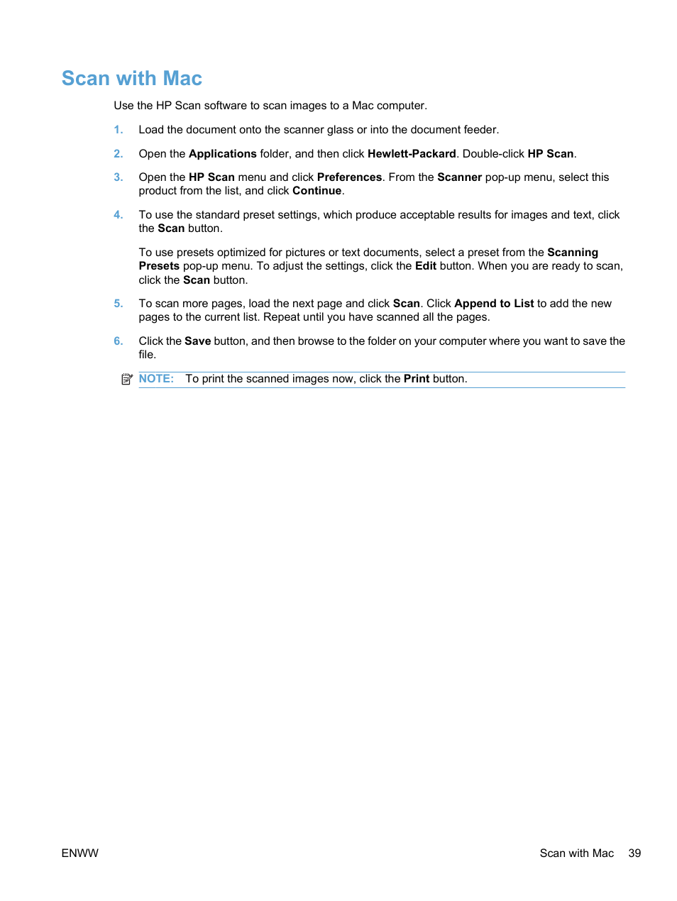 Scan with mac | HP LaserJet Pro M1536dnf MFP SERIES User Manual | Page 53 / 286