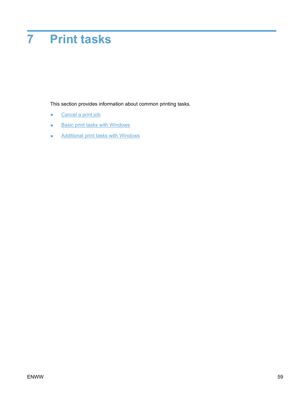 Print tasks, 7 print tasks, 7print tasks | HP LaserJet Pro M1536dnf MFP SERIES User Manual | Page 73 / 286