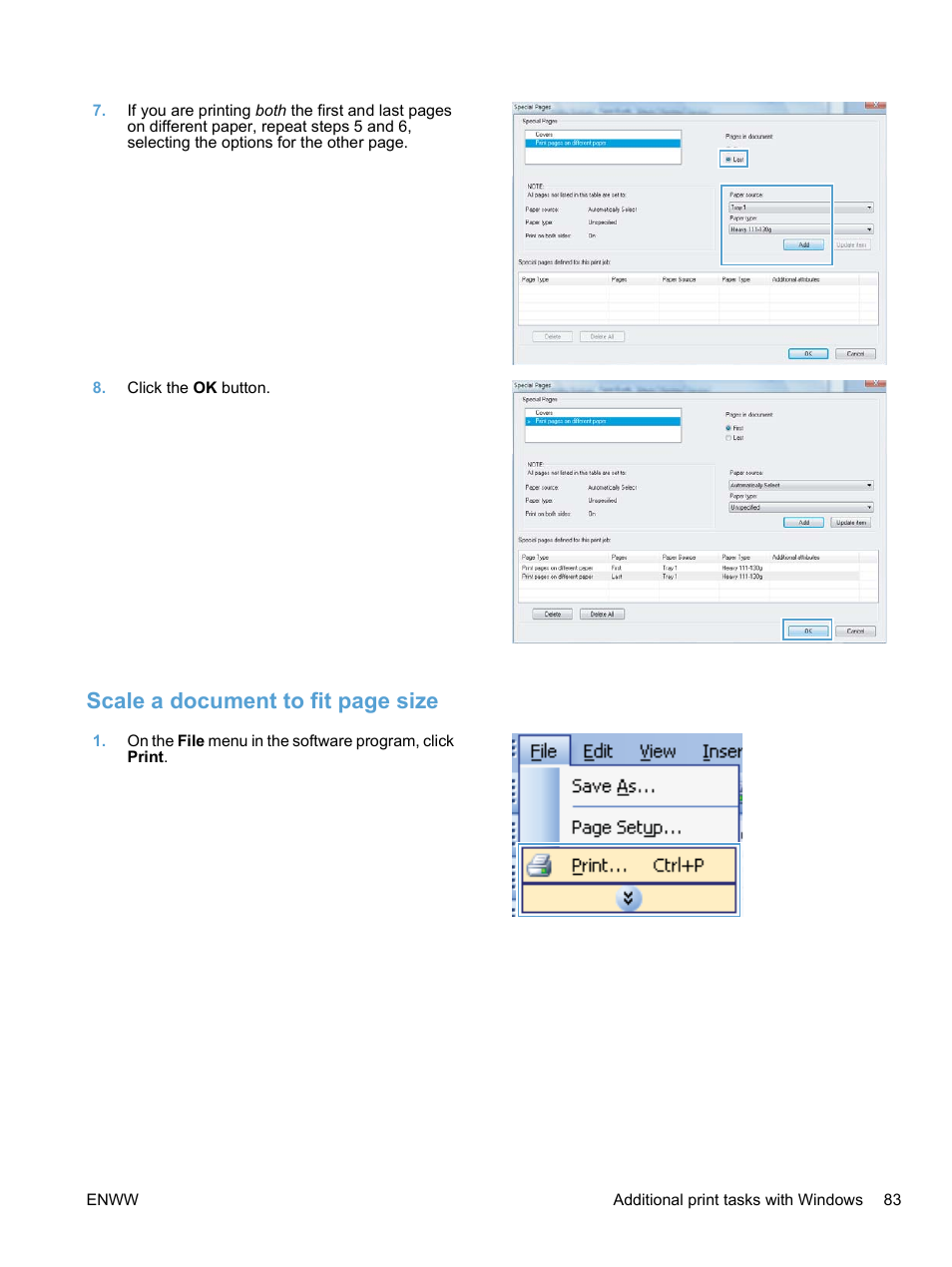 Scale a document to fit page size | HP LaserJet Pro M1536dnf MFP SERIES User Manual | Page 97 / 286