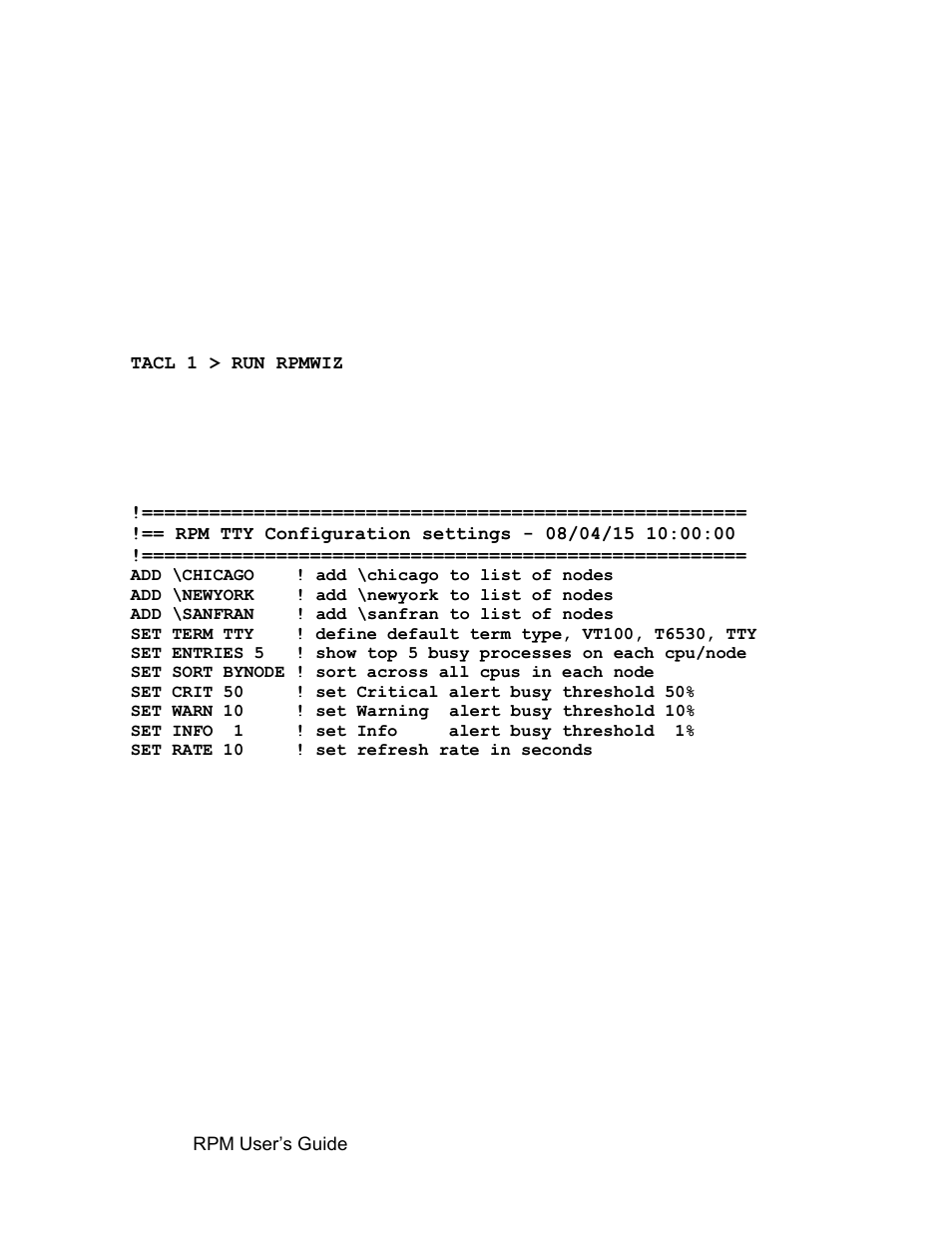 Config file examples, 3 config file examples, Rpmcnf - tty configuration file example #1 | HP Integrity NonStop H-Series User Manual | Page 26 / 52