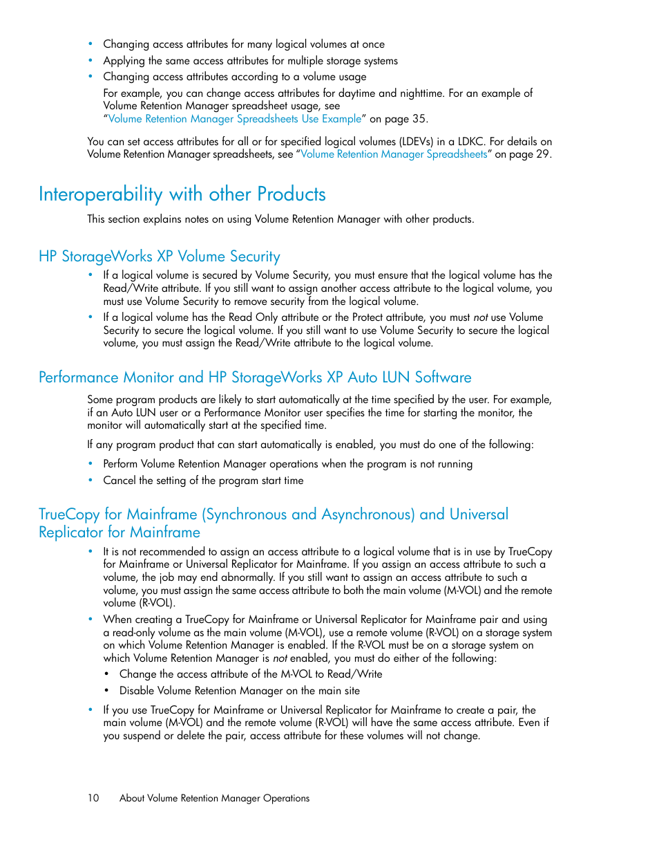 Interoperability with other products, Hp storageworks xp volume security | HP XP Array Manager Software User Manual | Page 10 / 44