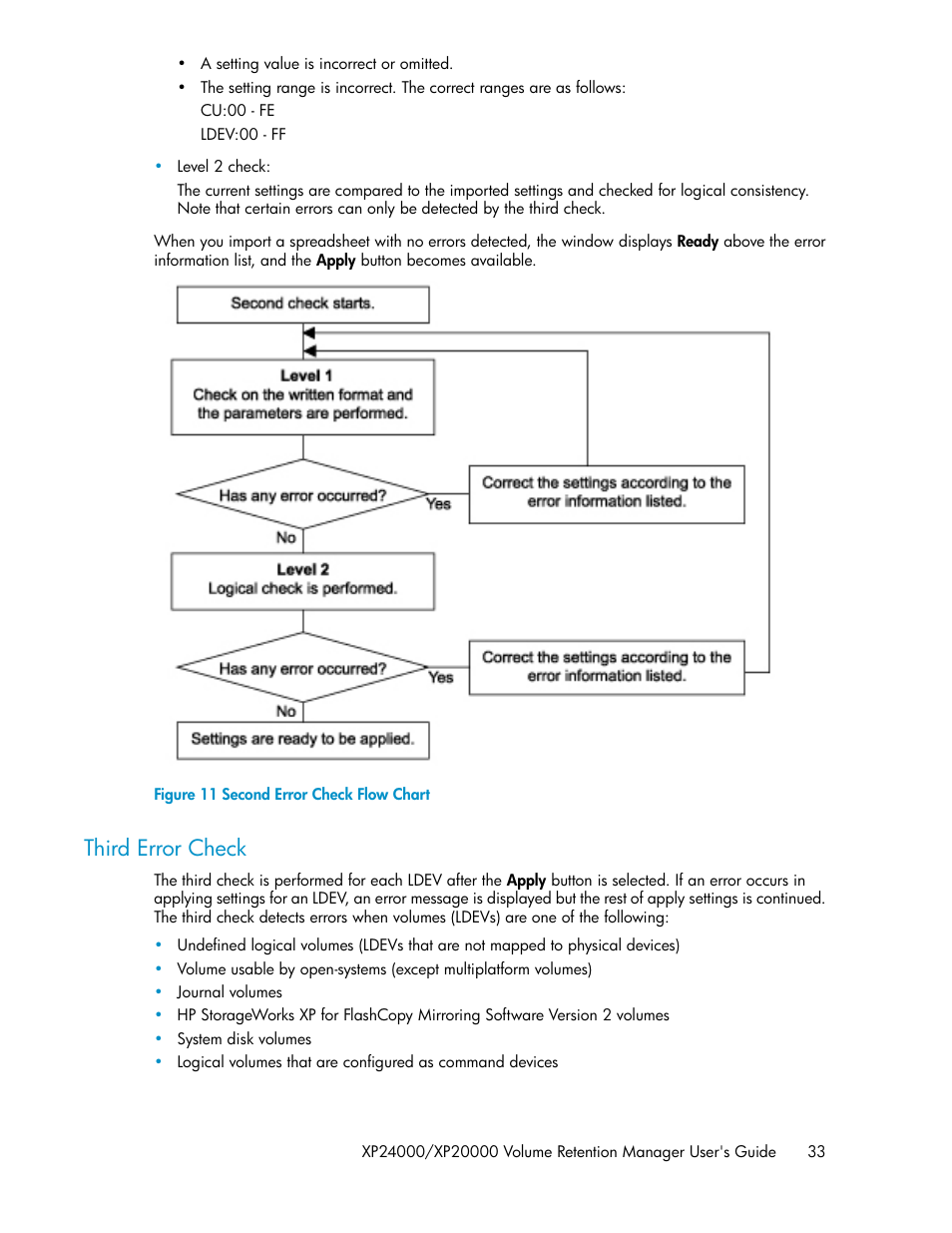 Third error check, Second error check flow chart, Figure | N in | HP XP Array Manager Software User Manual | Page 33 / 44