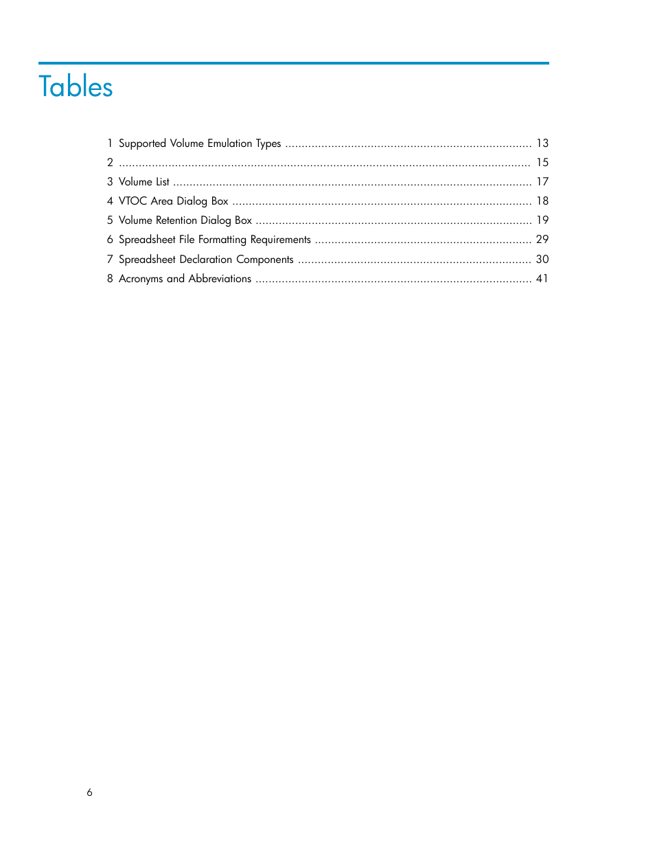 Tables | HP XP Array Manager Software User Manual | Page 6 / 44