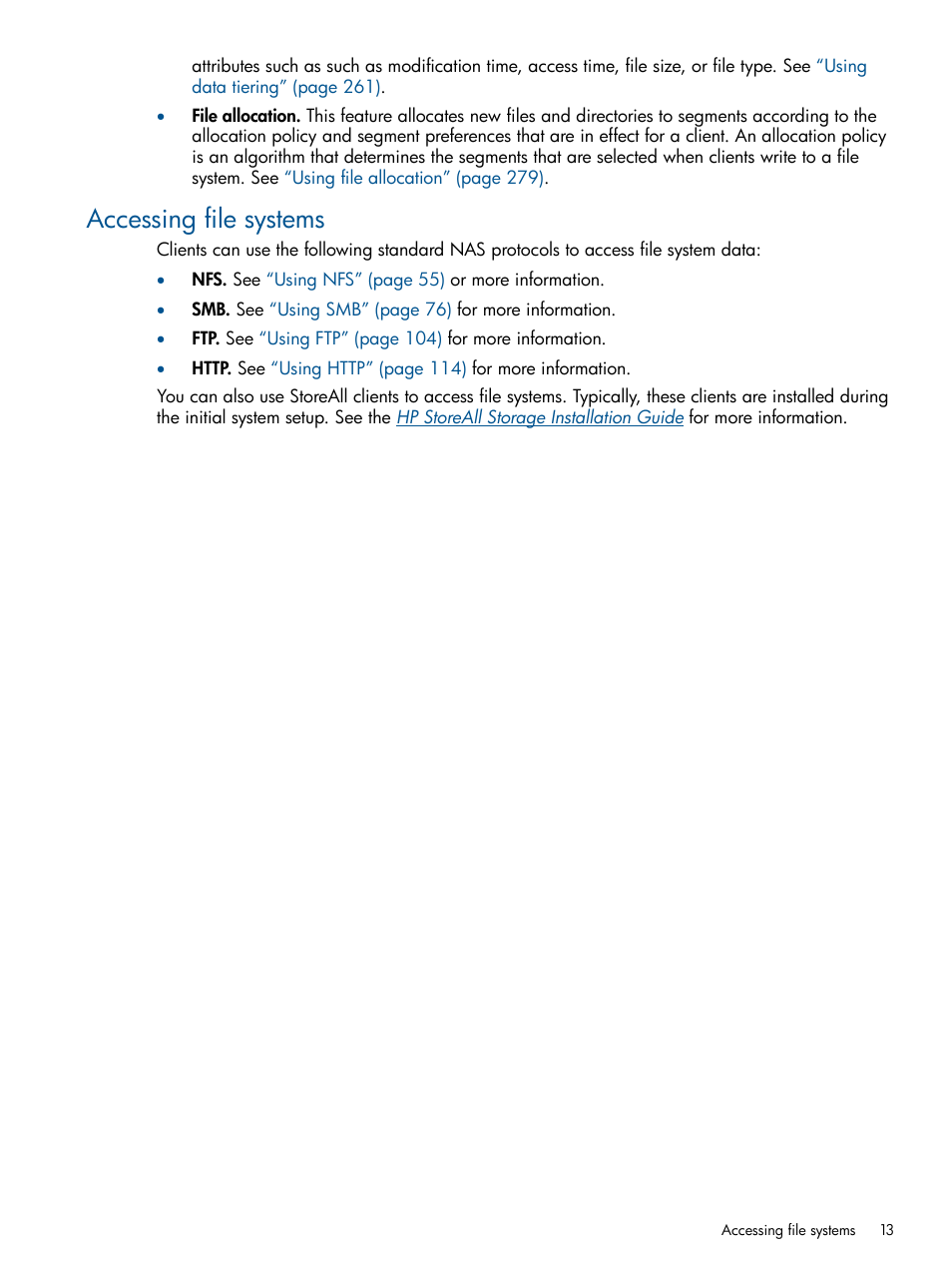 Accessing file systems | HP StoreAll Storage User Manual | Page 13 / 294