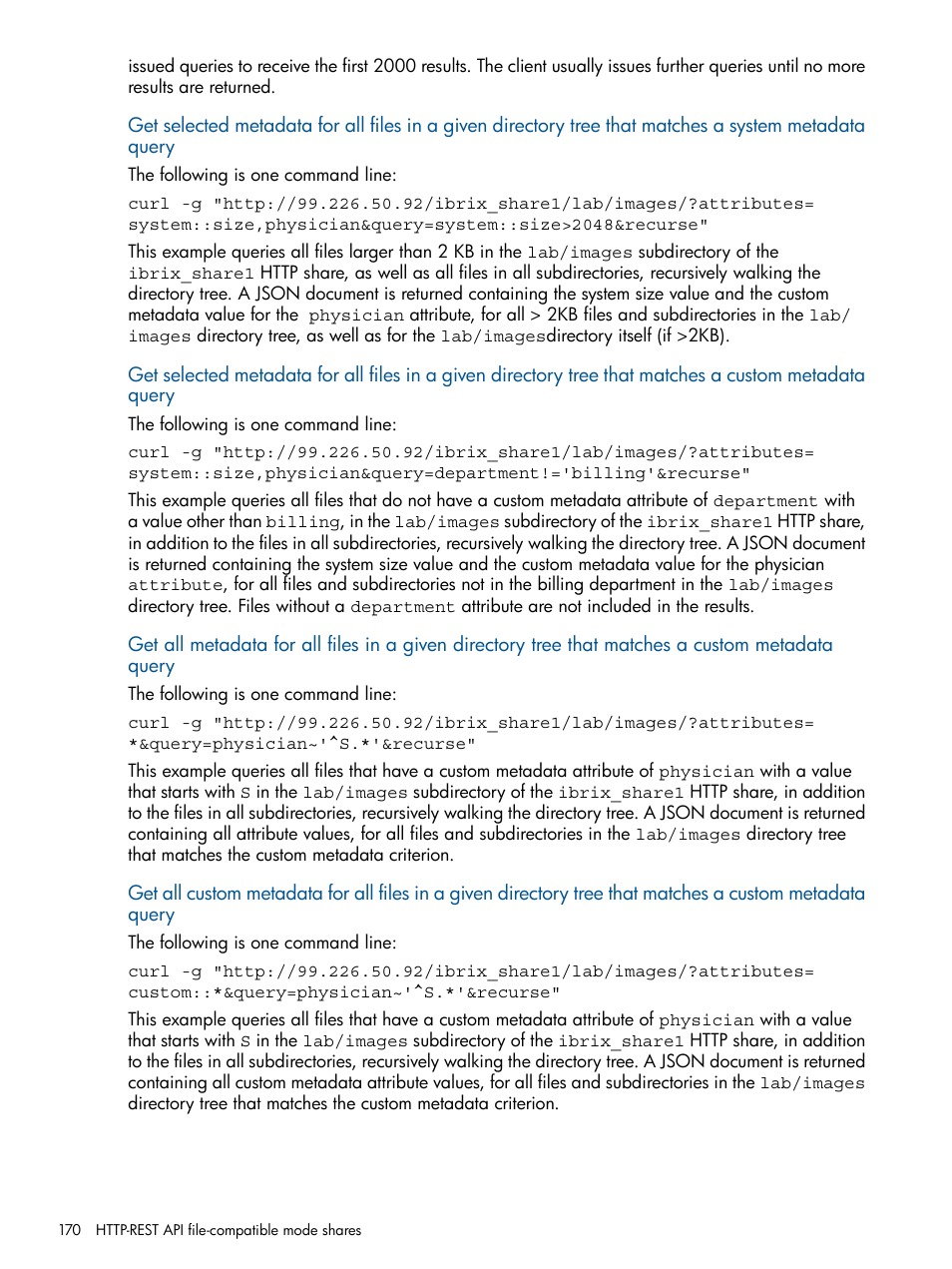 HP StoreAll Storage User Manual | Page 170 / 294