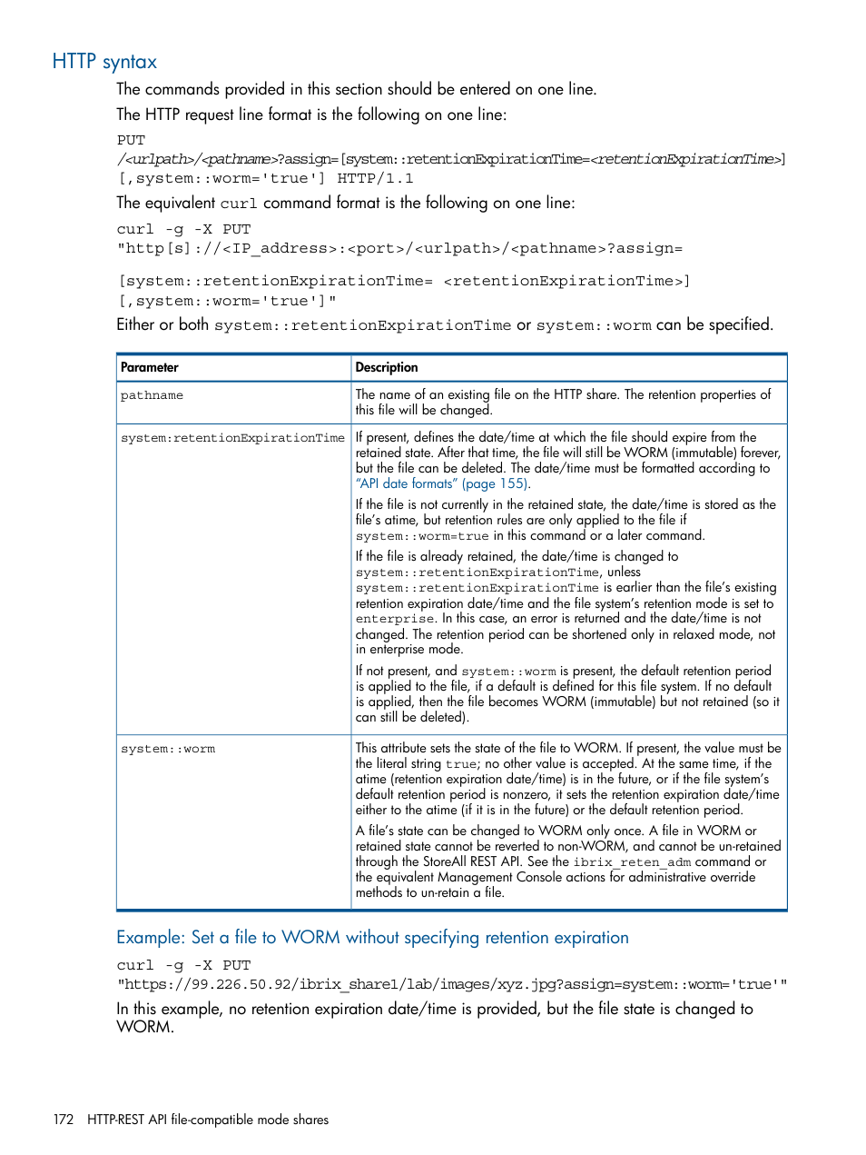 Http syntax | HP StoreAll Storage User Manual | Page 172 / 294
