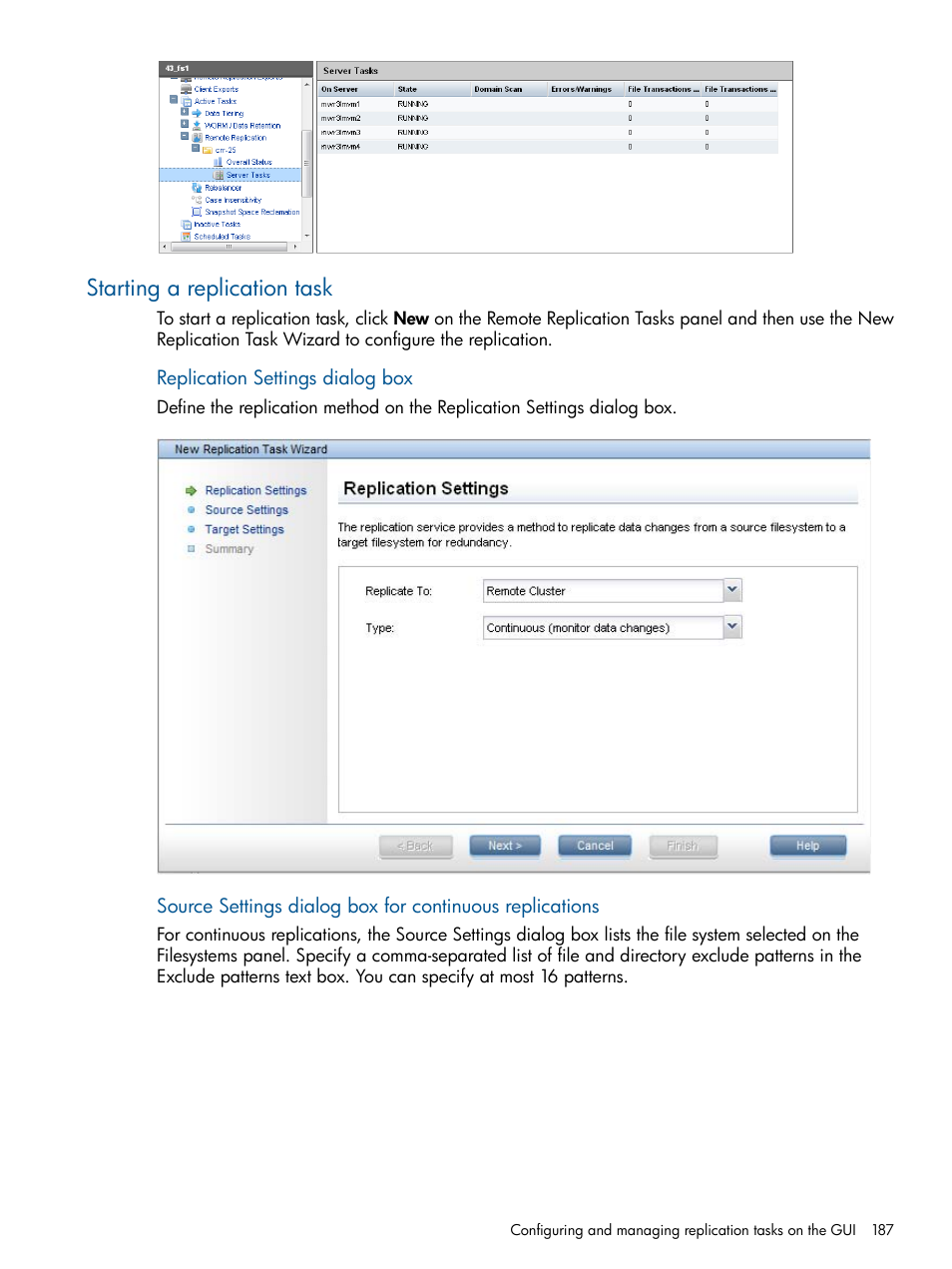 Starting a replication task | HP StoreAll Storage User Manual | Page 187 / 294