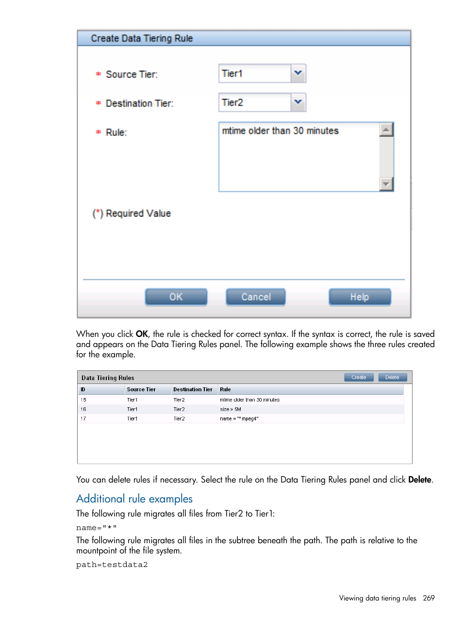Additional rule examples | HP StoreAll Storage User Manual | Page 269 / 294