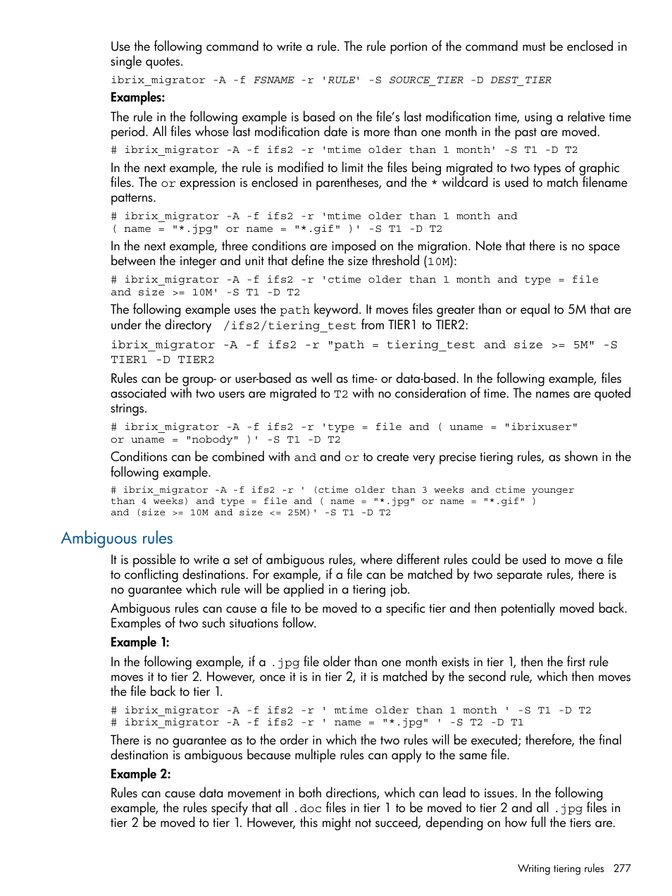 Ambiguous rules | HP StoreAll Storage User Manual | Page 277 / 294