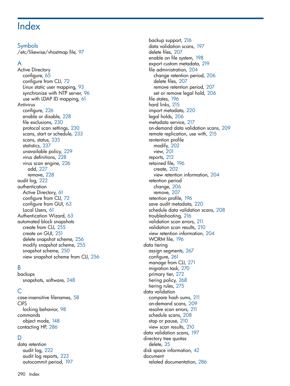 Index | HP StoreAll Storage User Manual | Page 290 / 294