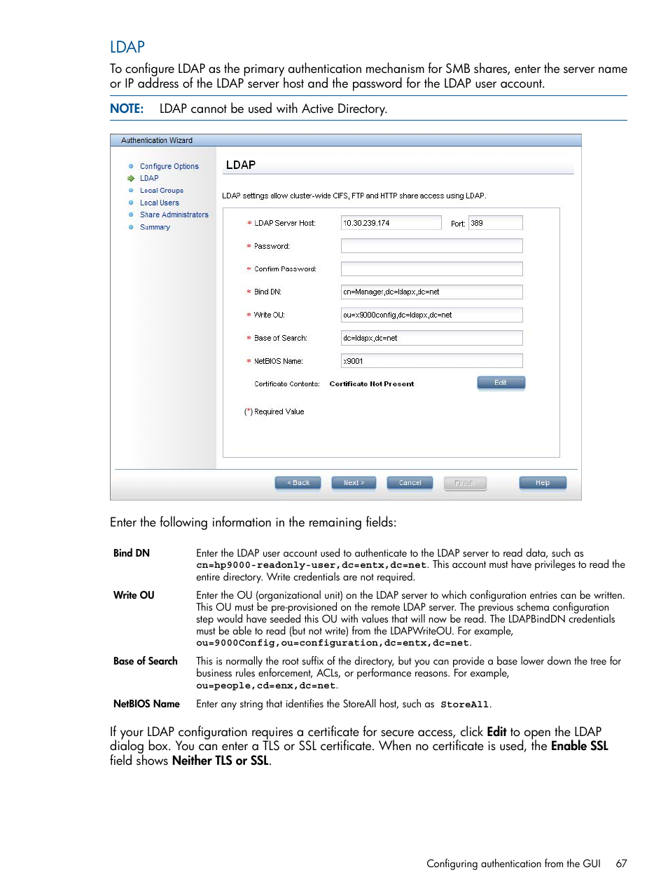 Ldap | HP StoreAll Storage User Manual | Page 67 / 294