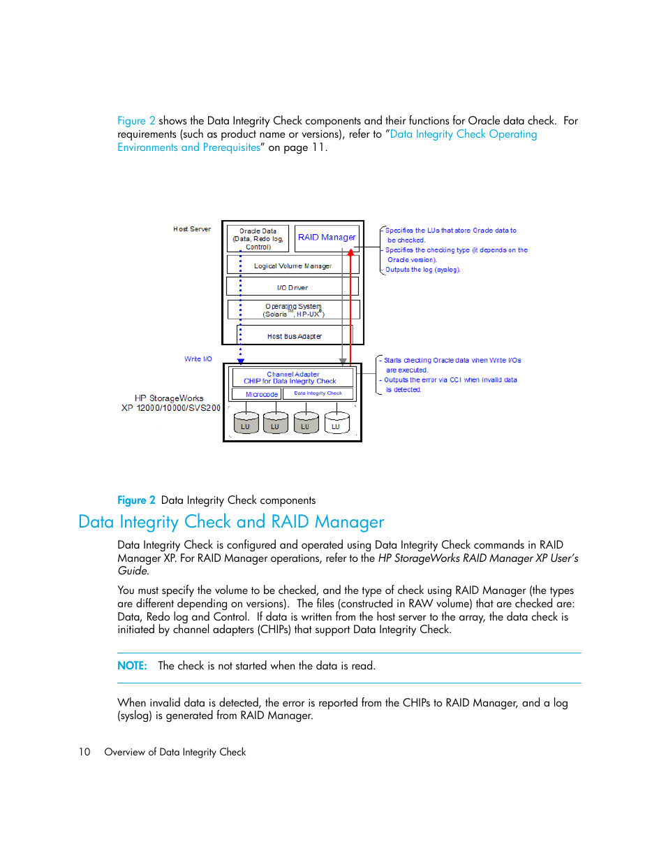 Figure 2 data integrity check components, Data integrity check and raid manager, 2 data integrity check components | HP StorageWorks XP Remote Web Console Software User Manual | Page 10 / 20