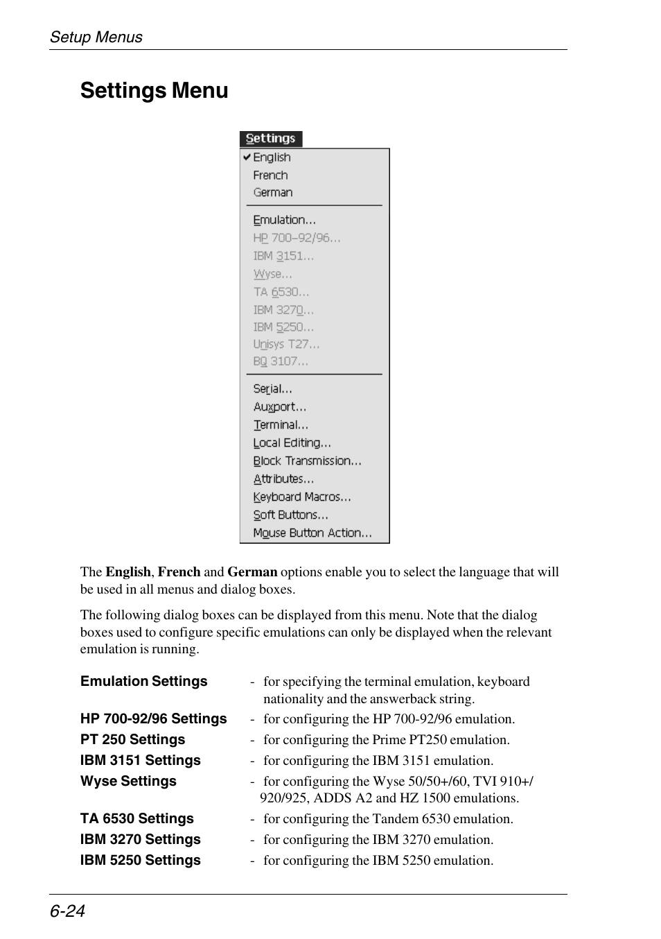 Settings menu, Settings menu -24 | HP Neoware e140 Thin Client User Manual | Page 108 / 484