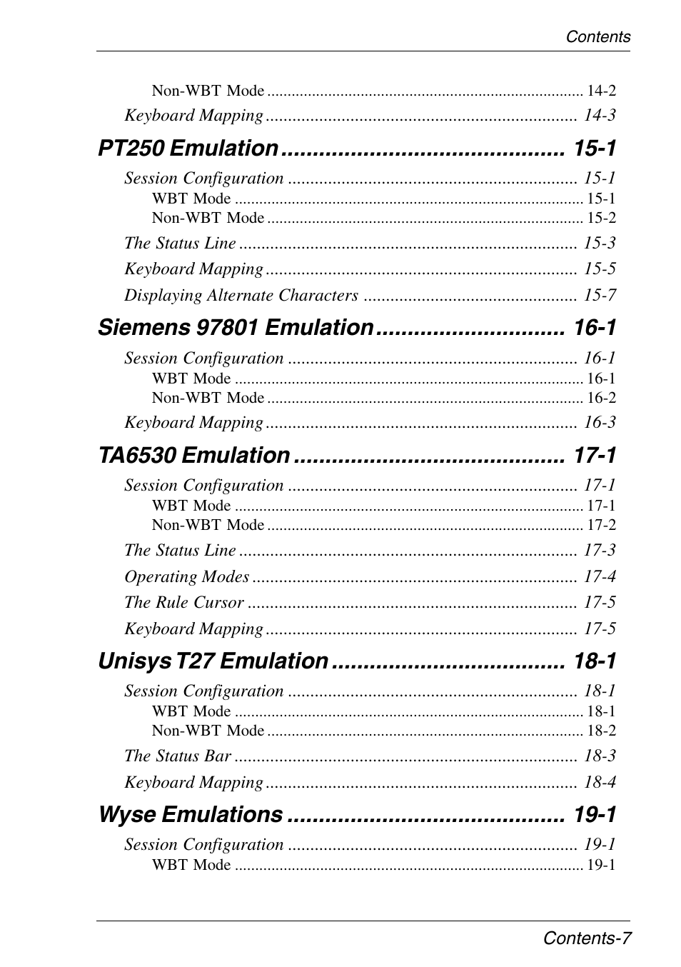 Pt250 emulation -1, Unisys t27 emulation -1, Wyse emulations -1 | HP Neoware e140 Thin Client User Manual | Page 11 / 484