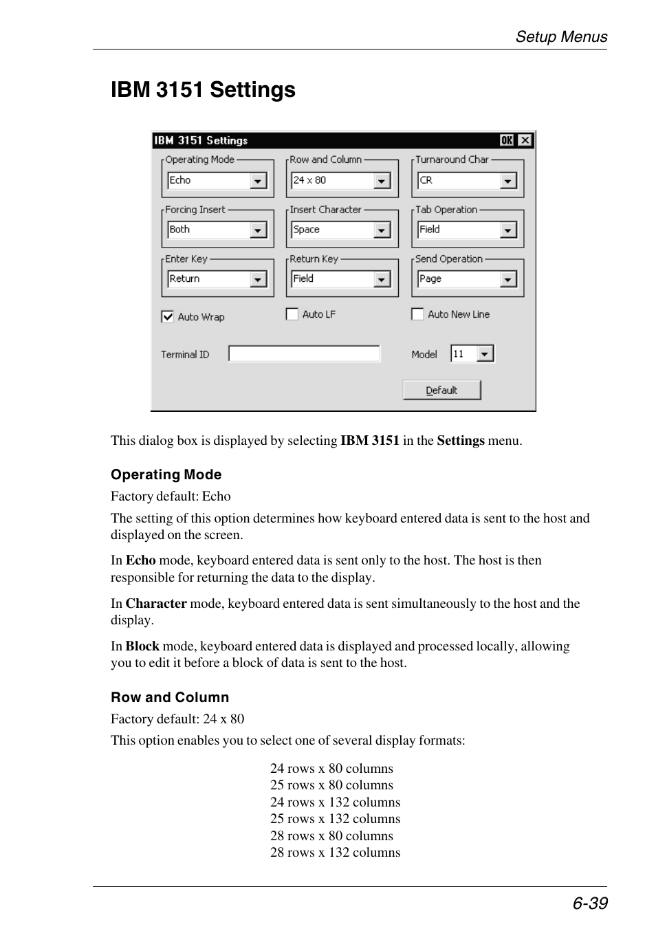 Ibm 3151 settings, Setup, Ibm 3151 settings -39 | HP Neoware e140 Thin Client User Manual | Page 123 / 484