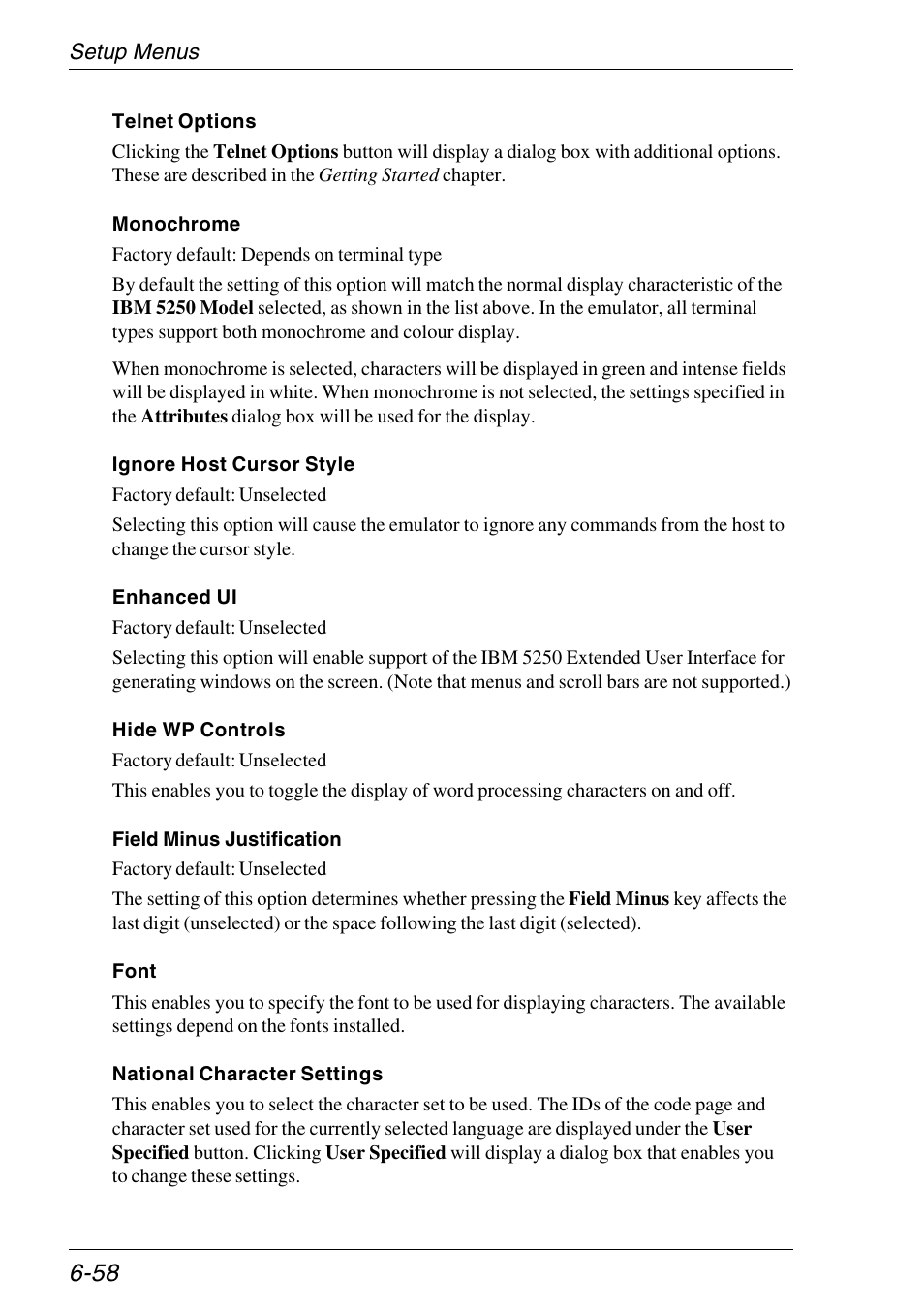 National character settings, Ibm 5250 emulation | HP Neoware e140 Thin Client User Manual | Page 142 / 484