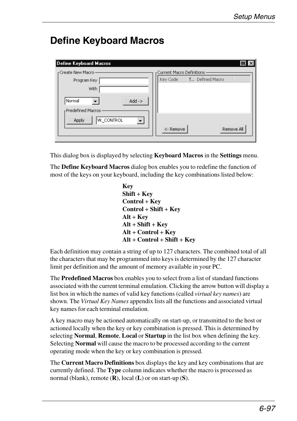 Define keyboard macros, Macros menu, Mapping (changing) | Mapping (showing), Keyboard macros, Define keyboard macros -97 | HP Neoware e140 Thin Client User Manual | Page 181 / 484