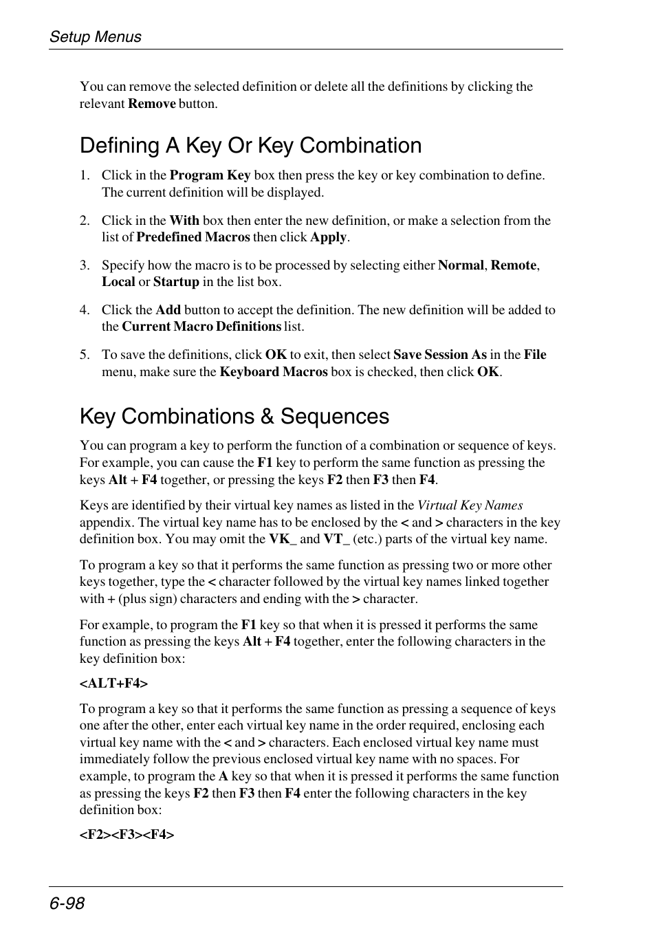 Defining a key or key combination, Defining a key or key combination -98, Key combinations & sequences | HP Neoware e140 Thin Client User Manual | Page 182 / 484