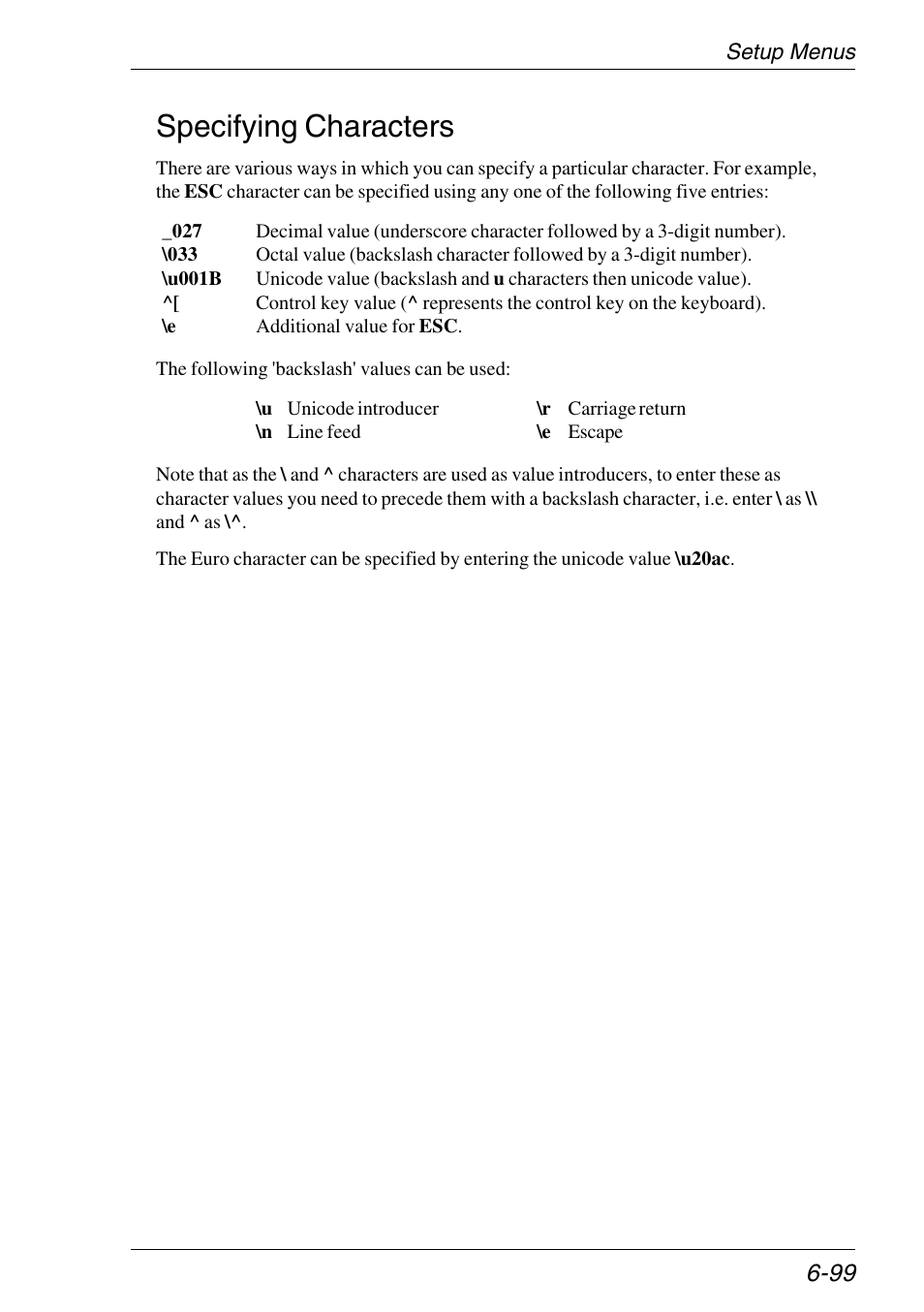 Specifying characters, Specifying characters -99 | HP Neoware e140 Thin Client User Manual | Page 183 / 484