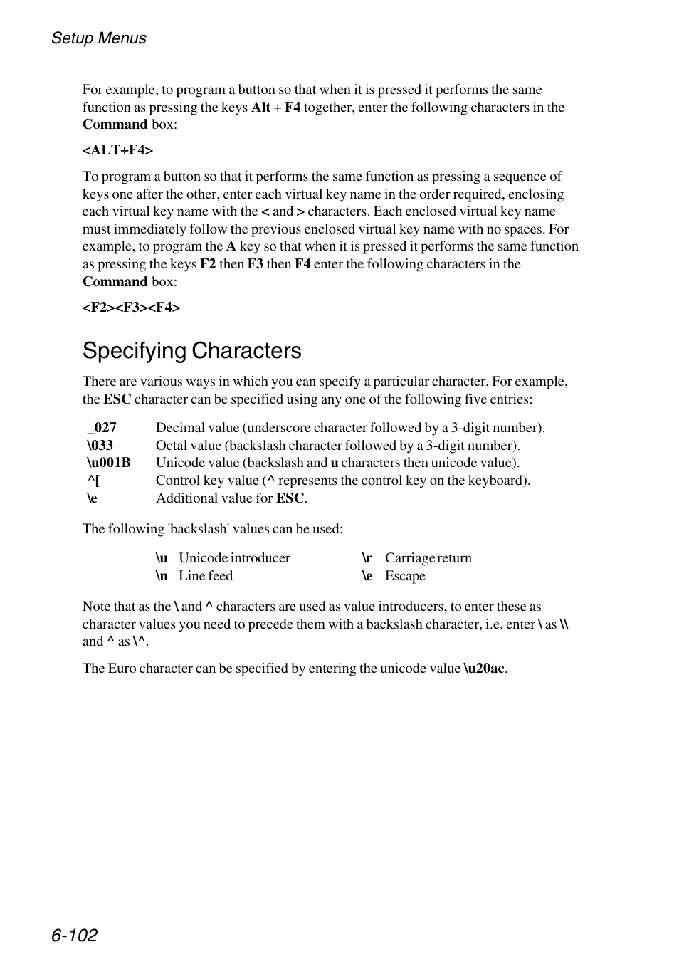 Specifying characters, Specifying characters -102 | HP Neoware e140 Thin Client User Manual | Page 186 / 484