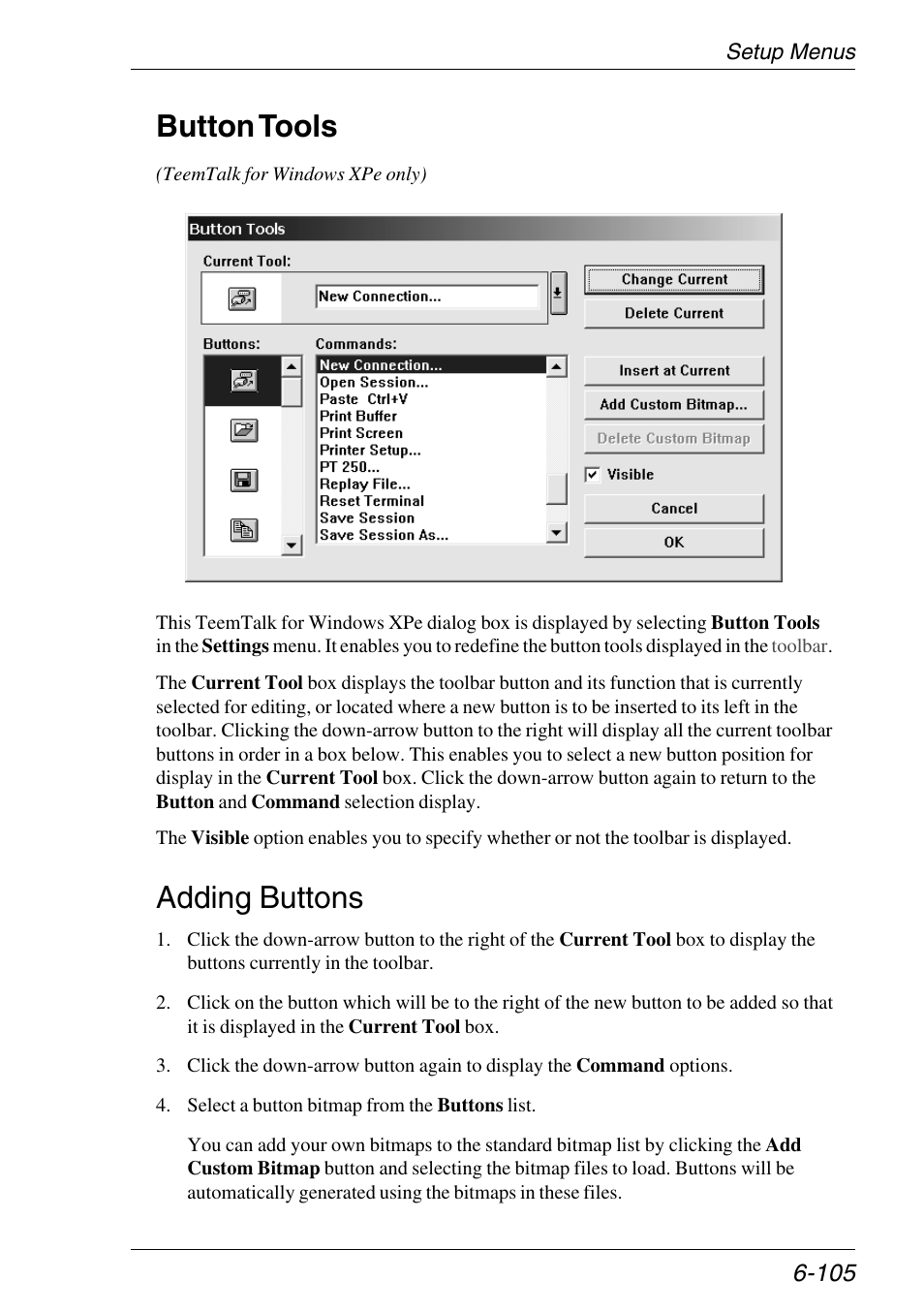 Button tools, Adding buttons, Button tools -105 | Adding buttons -105 | HP Neoware e140 Thin Client User Manual | Page 189 / 484