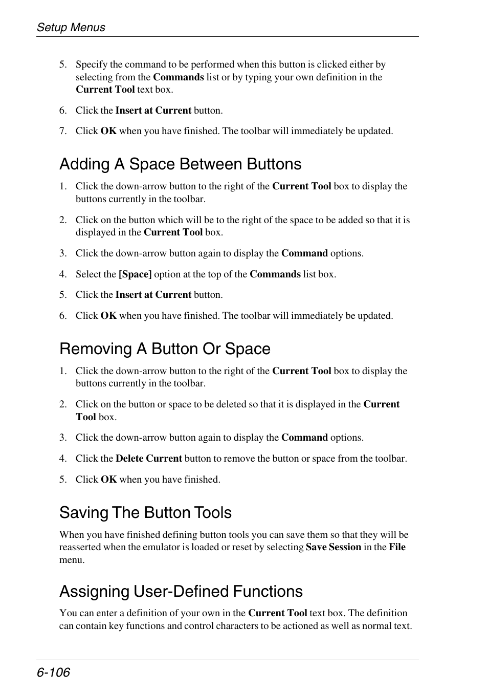 Adding a space between buttons, Removing a button or space, Saving the button tools | Assigning user-defined functions | HP Neoware e140 Thin Client User Manual | Page 190 / 484