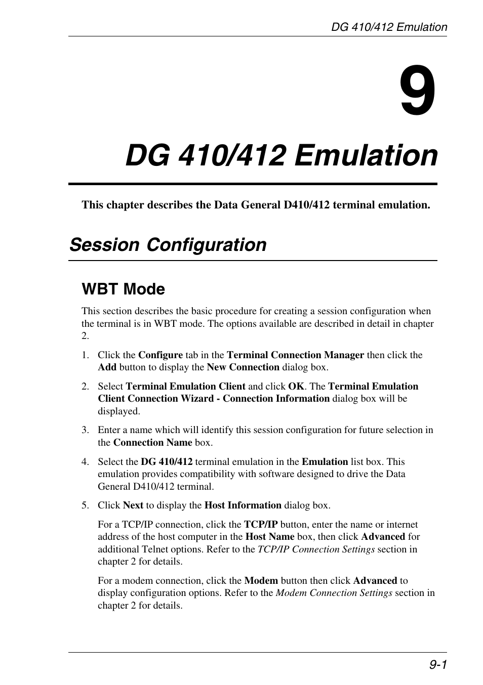 Dg 410/412 emulation, Session configuration, Wbt mode | Dg 410/412 emulation -1, Session configuration -1, Wbt mode -1 | HP Neoware e140 Thin Client User Manual | Page 207 / 484