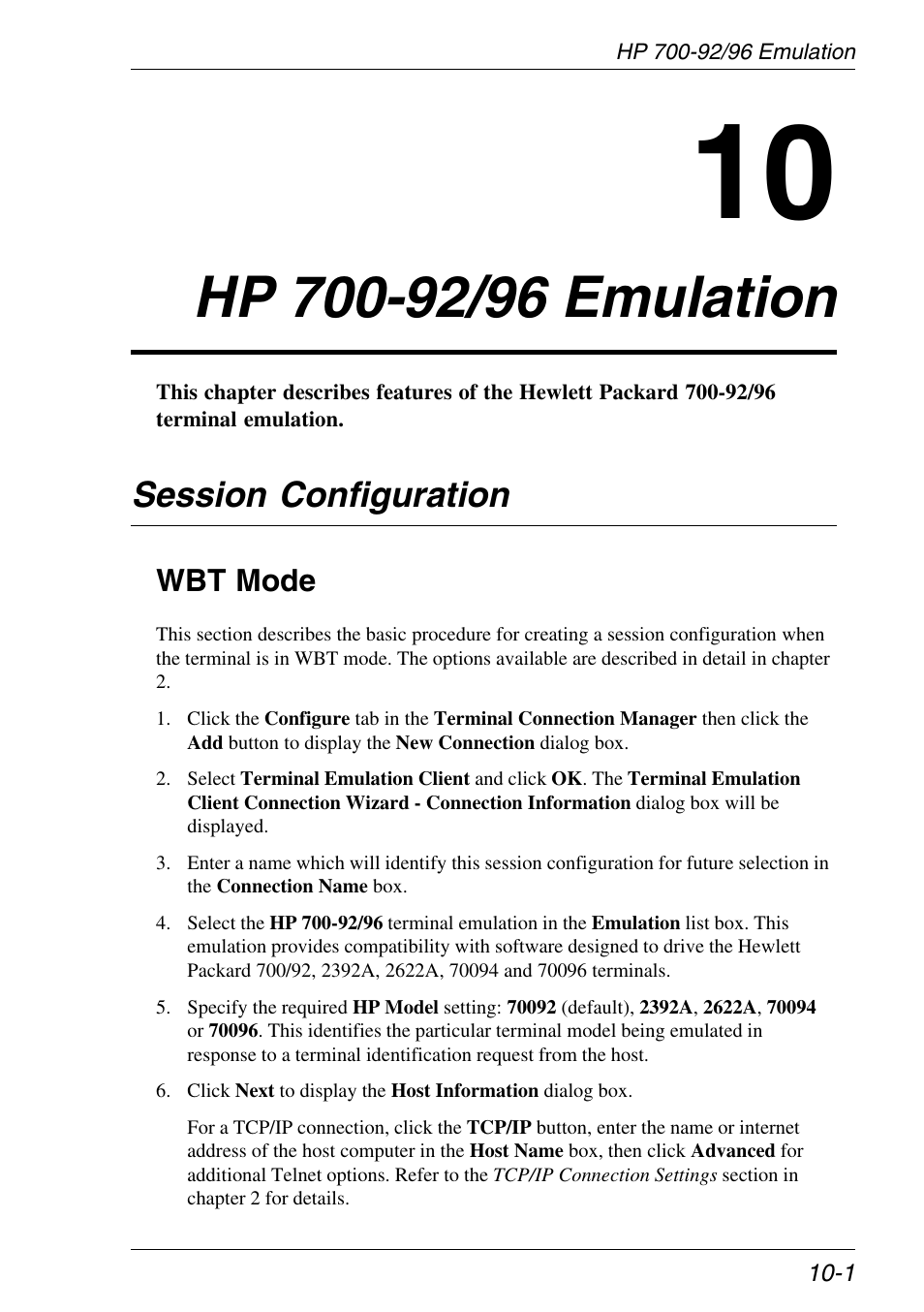 Hp 700-92/96 emulation, Session configuration, Wbt mode | Hp 700-92/96 emulation -1, Session configuration -1, Wbt mode -1 | HP Neoware e140 Thin Client User Manual | Page 213 / 484