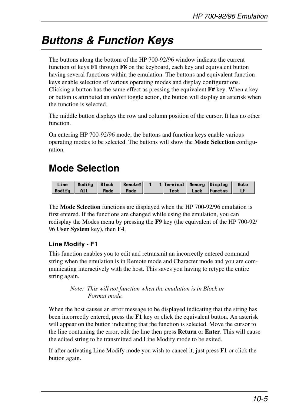 Buttons & function keys, Mode selection, Buttons & function keys -5 | Mode selection -5 | HP Neoware e140 Thin Client User Manual | Page 217 / 484