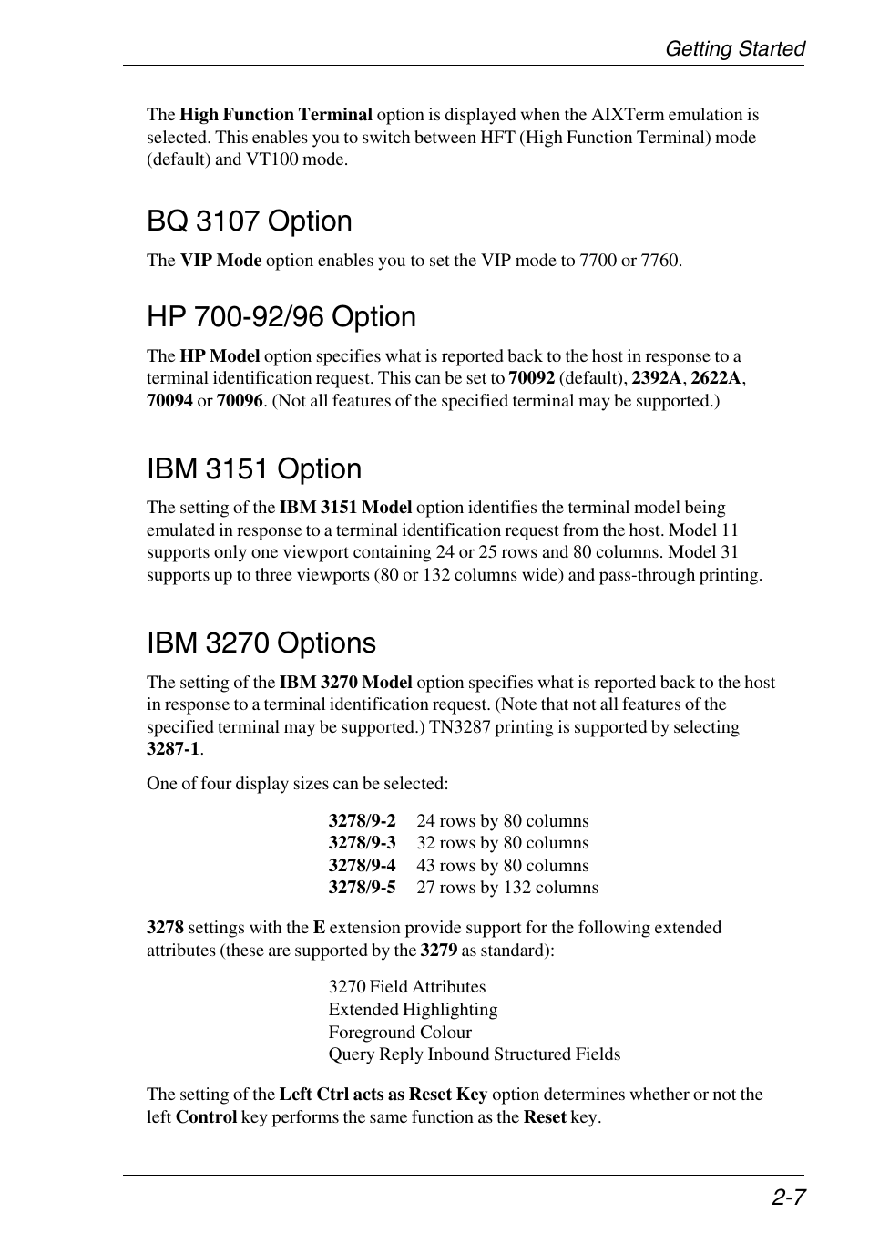 Bq 3107 option, Hp 700-92/96 option, Ibm 3151 option | Ibm 3270 options | HP Neoware e140 Thin Client User Manual | Page 23 / 484