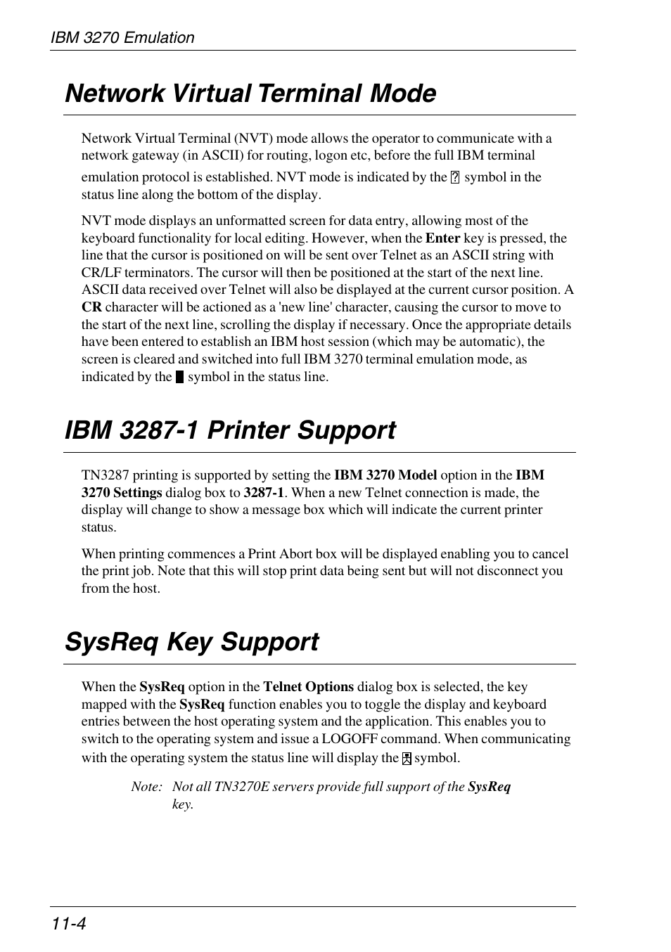 Network virtual terminal mode, Ibm 3287-1 printer support, Sysreq key support | Nvt mode, Network virtual terminal mode -4, Ibm 3287-1 printer support -4, Sysreq key support -4 | HP Neoware e140 Thin Client User Manual | Page 232 / 484