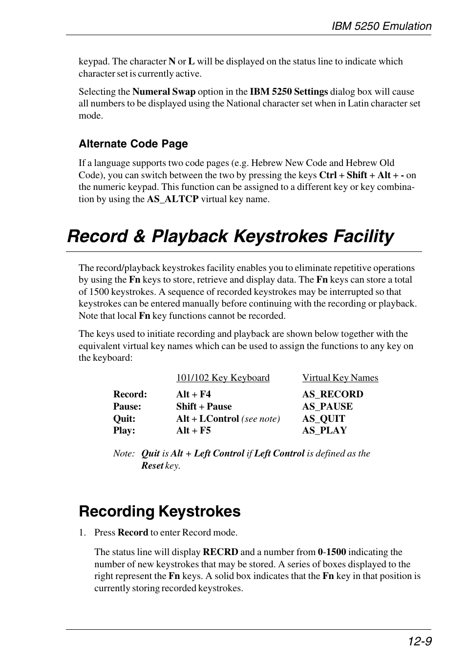 Record & playback keystrokes facility, Recording keystrokes, Record/playback keystrokes | Record & playback keystrokes facility -9, Recording keystrokes -9 | HP Neoware e140 Thin Client User Manual | Page 253 / 484