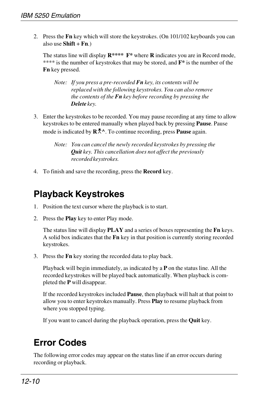 Playback keystrokes, Error codes, Playback keystrokes -10 error codes -10 | HP Neoware e140 Thin Client User Manual | Page 254 / 484