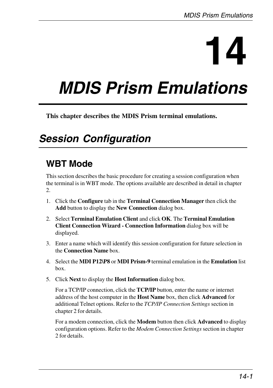 Mdis prism emulations, Session configuration, Wbt mode | Mdis prism emulations -1, Session configuration -1, Wbt mode -1 | HP Neoware e140 Thin Client User Manual | Page 263 / 484