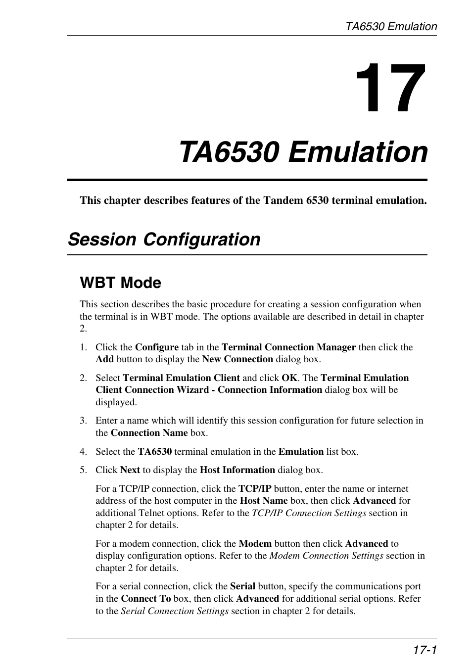 Ta6530 emulation, Session configuration, Wbt mode | Ta6530 emulation -1, Session configuration -1, Wbt mode -1 | HP Neoware e140 Thin Client User Manual | Page 279 / 484