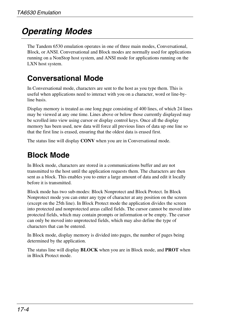 Operating modes, Operating modes -4, Conversational mode | Block mode | HP Neoware e140 Thin Client User Manual | Page 282 / 484