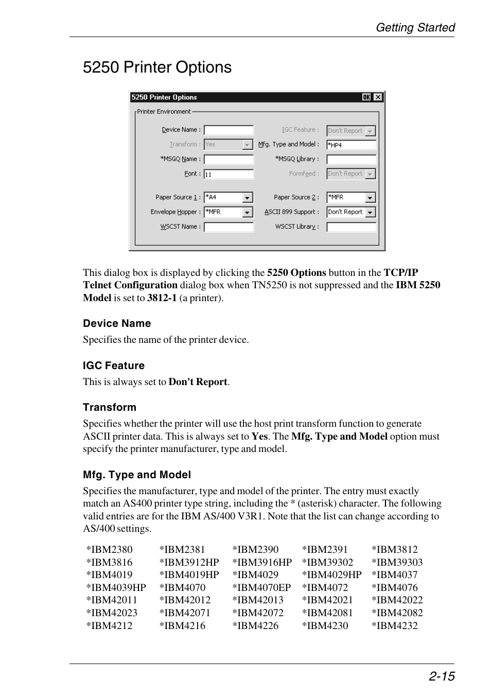 5250 printer options, Ibm 5250 printer options, 5250 printer options -15 | HP Neoware e140 Thin Client User Manual | Page 31 / 484