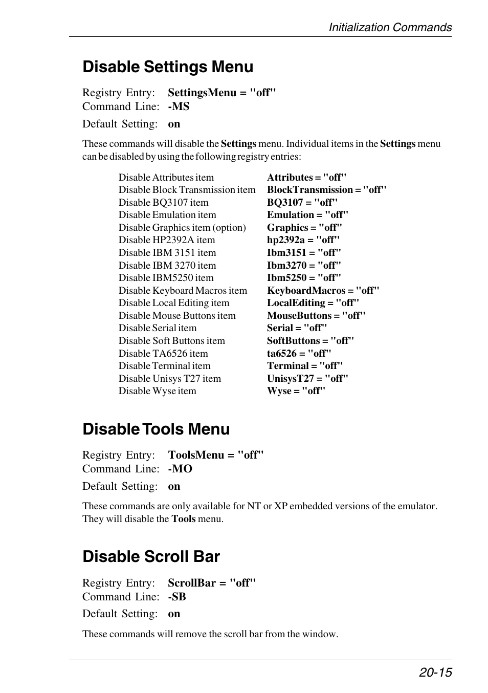 Disable scroll bar, Disable settings menu, Disable tools menu | Disable settings menu items | HP Neoware e140 Thin Client User Manual | Page 311 / 484