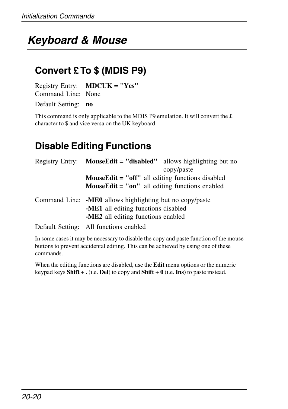 Keyboard & mouse, Disable mouse editing, Convert £ to $ (mdis p9) | Keyboard & mouse -20, Disable editing functions | HP Neoware e140 Thin Client User Manual | Page 316 / 484