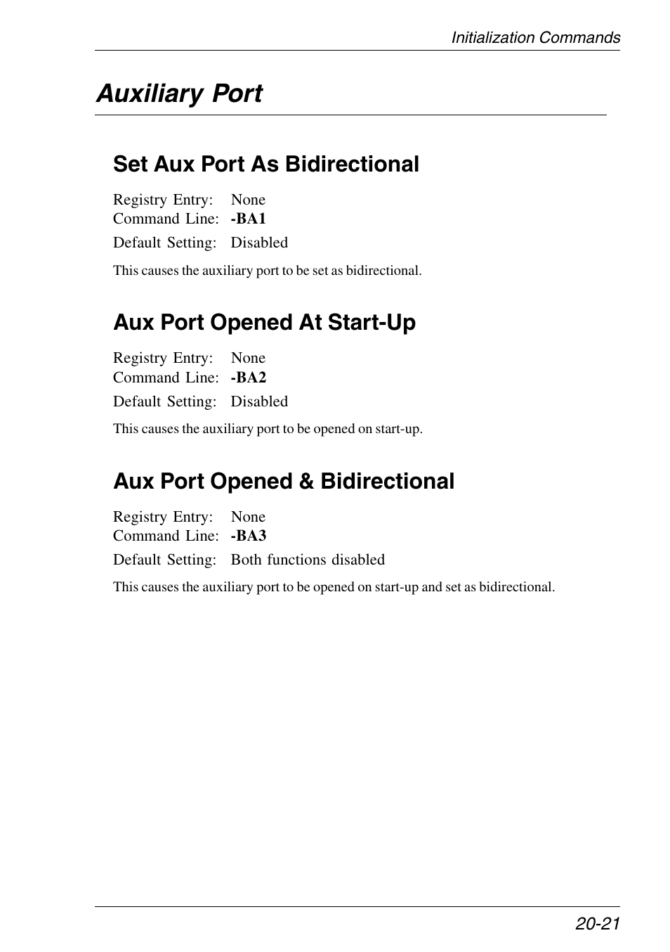 Auxiliary port, Aux port bidirectional, Aux port opened & bidirectional | Aux port opened at start-up, Auxiliary port -21, Set aux port as bidirectional | HP Neoware e140 Thin Client User Manual | Page 317 / 484