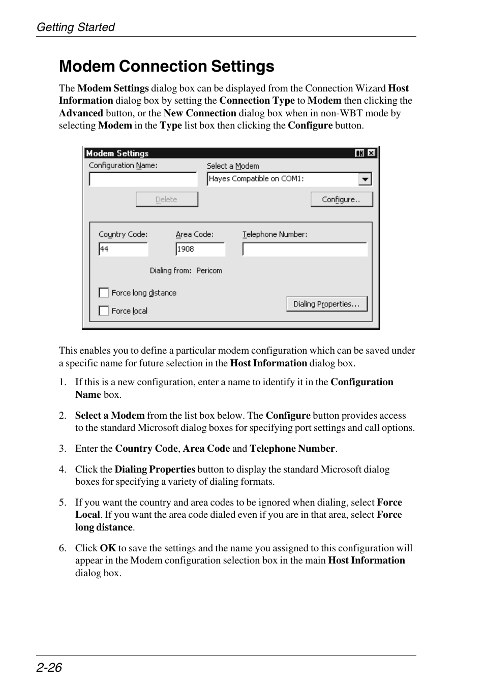 Modem connection settings, Modem settings, Modem connection settings -26 | HP Neoware e140 Thin Client User Manual | Page 42 / 484