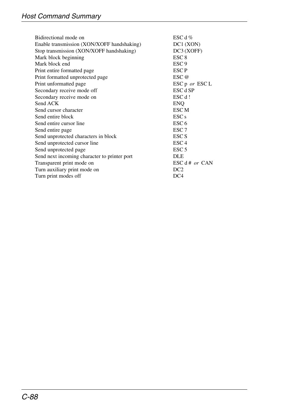 C-88, Host command summary | HP Neoware e140 Thin Client User Manual | Page 458 / 484