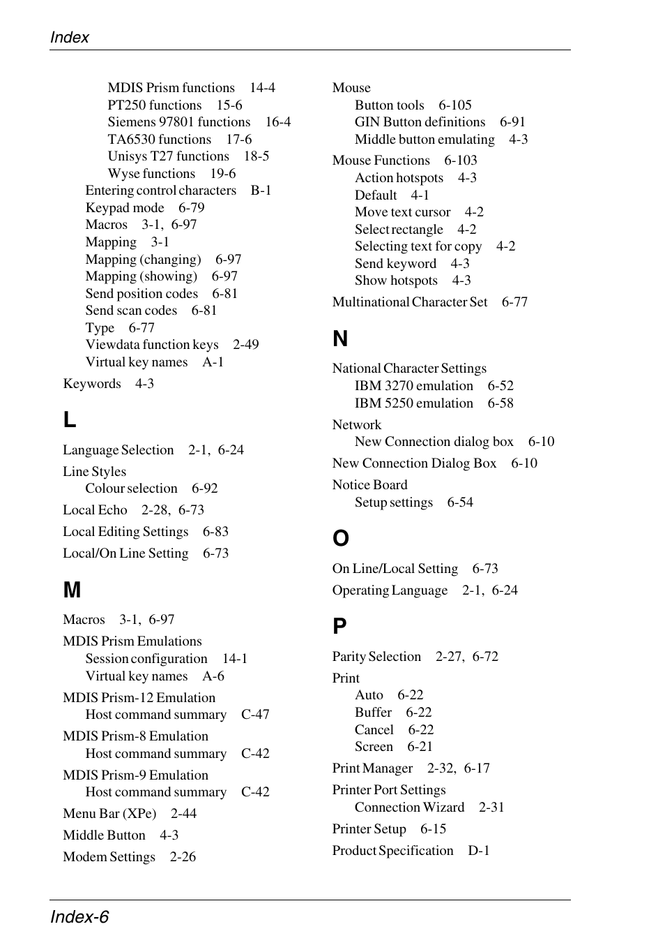Line styles, Mdis prism emulations, Mdis prism-12 emulation | Mdis prism-8 emulation, Mdis prism-9 emulation, Mouse, National character settings, Network, Notice board, Print | HP Neoware e140 Thin Client User Manual | Page 480 / 484