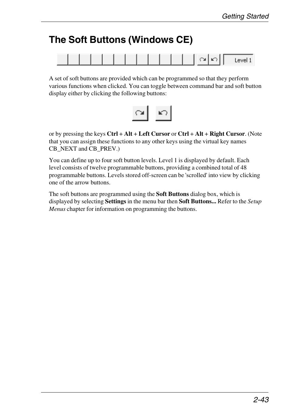 The soft buttons (windows ce), Soft buttons (ce), Windows ce | The soft buttons (windows ce) -43 | HP Neoware e140 Thin Client User Manual | Page 59 / 484