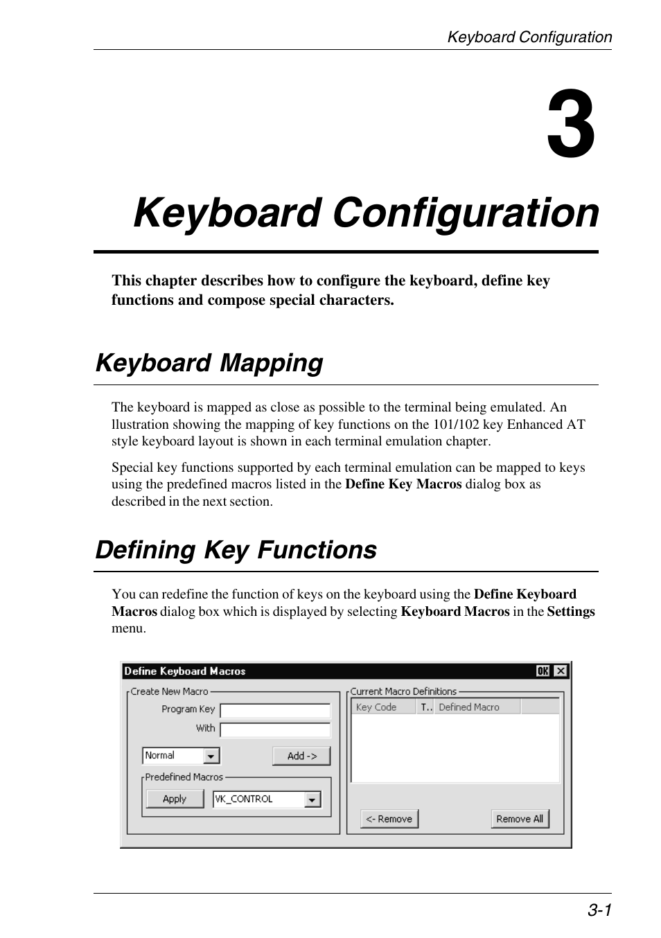 Keyboard configuration, Keyboard mapping, Defining key functions | Changing, Displaying, Changing key functions, Defining keys, Macros, Mapping, Define keyboard macros | HP Neoware e140 Thin Client User Manual | Page 67 / 484