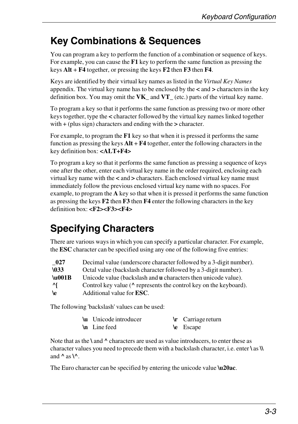 Key combinations & sequences, Specifying characters | HP Neoware e140 Thin Client User Manual | Page 69 / 484