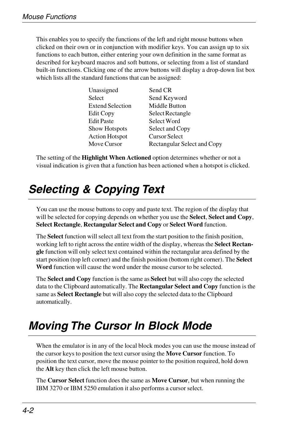 Selecting & copying text, Moving the cursor in block mode, Cursor positioning | Using mouse, Positioning in block mode, Move text cursor, Select rectangle, Selecting text for copy, Selecting & copying text -2, Moving the cursor in block mode -2 | HP Neoware e140 Thin Client User Manual | Page 76 / 484