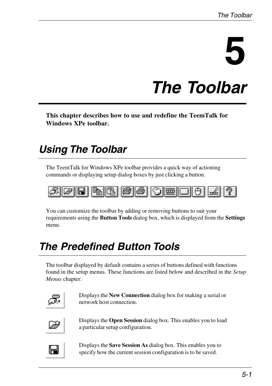 The toolbar, Using the toolbar, The predefined button tools | Predefined functions (xpe), Predefined button tools (xpe), Windows xpe version, The toolbar -1, Using the toolbar -1, The predefined button tools -1 | HP Neoware e140 Thin Client User Manual | Page 79 / 484