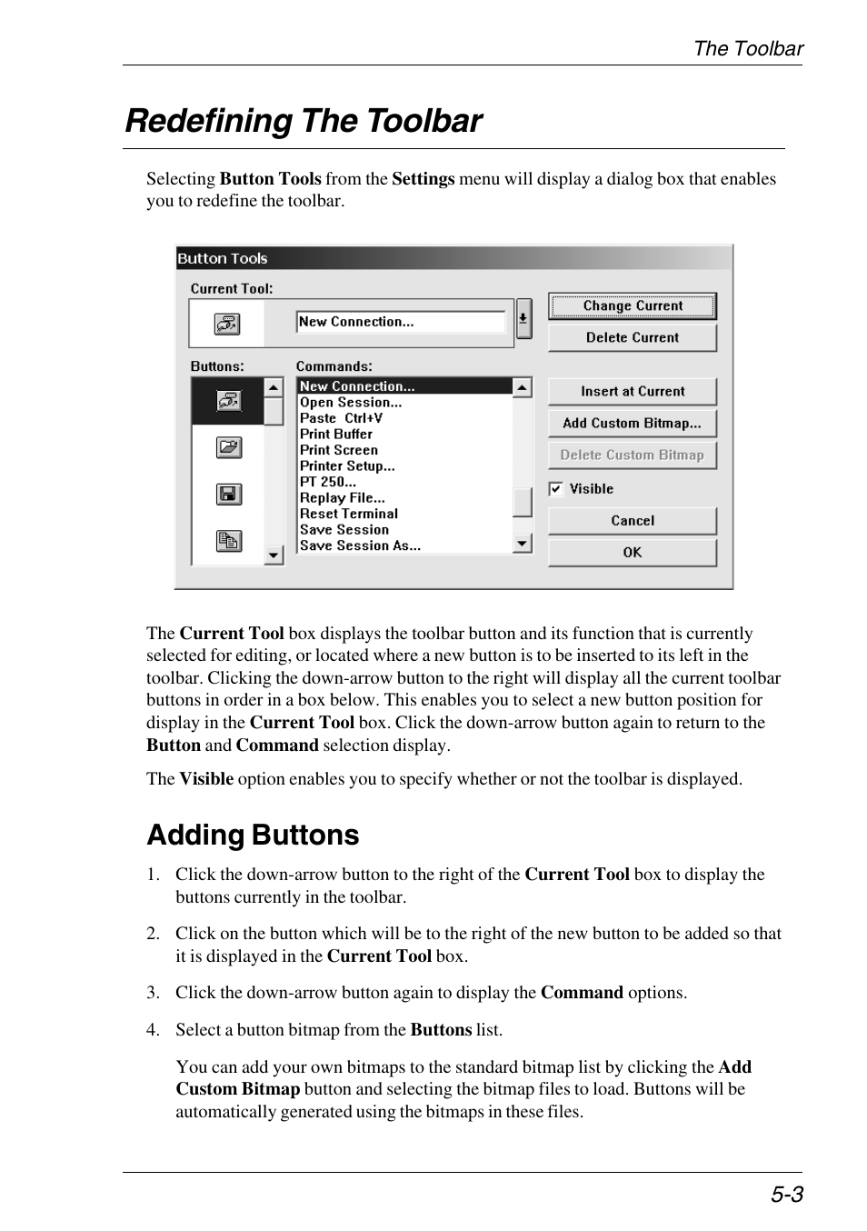 Redefining the toolbar, Adding buttons, Redefining (xpe only) | Redefining the toolbar -3, Adding buttons -3 | HP Neoware e140 Thin Client User Manual | Page 81 / 484