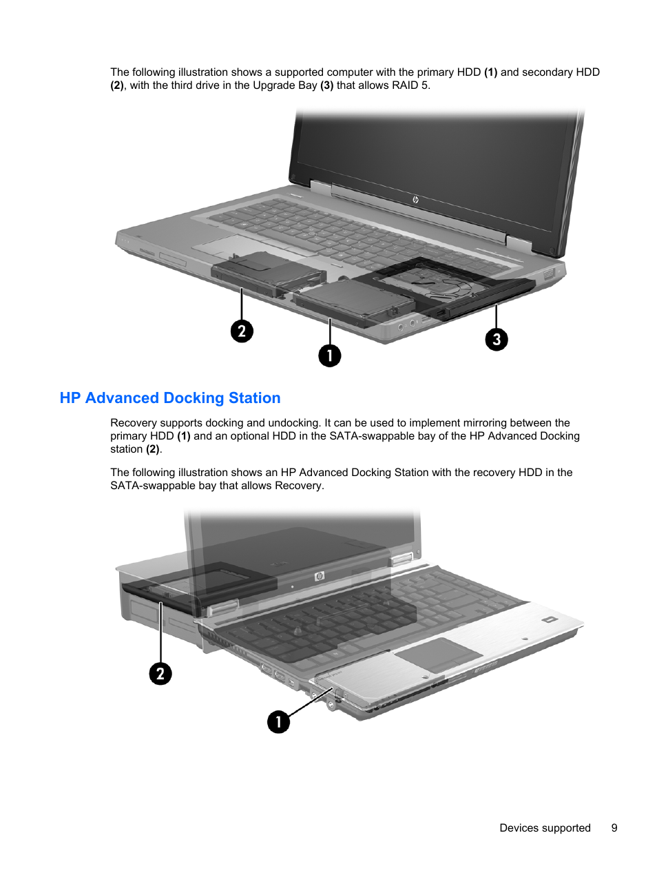 Hp advanced docking station | HP EliteBook 8560w Mobile Workstation User Manual | Page 13 / 45